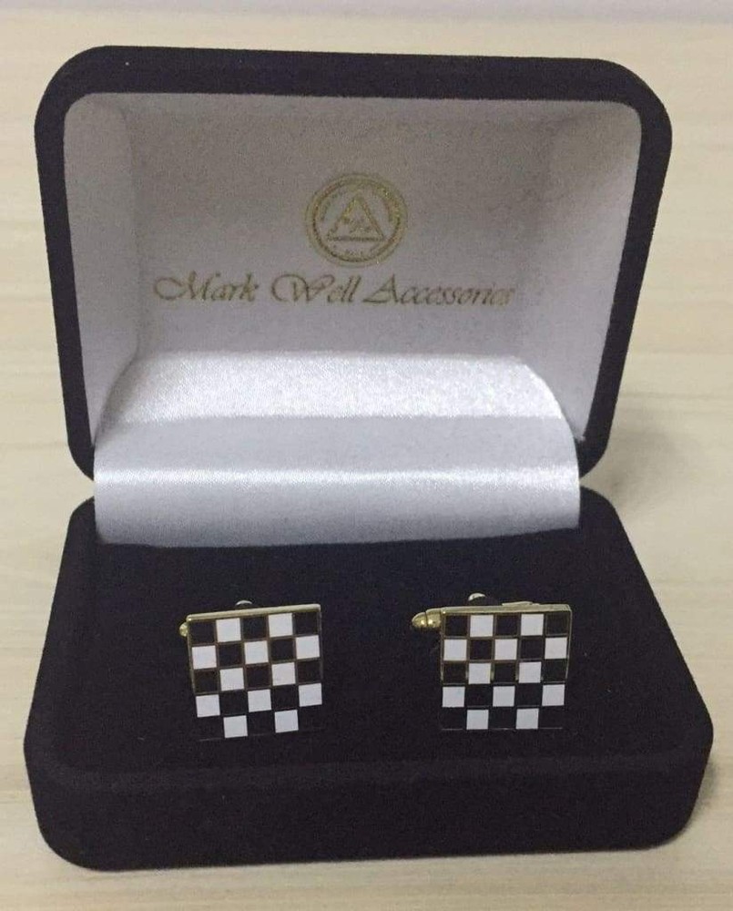 Checkered Mosaic Pavement Masonic Cuff Links