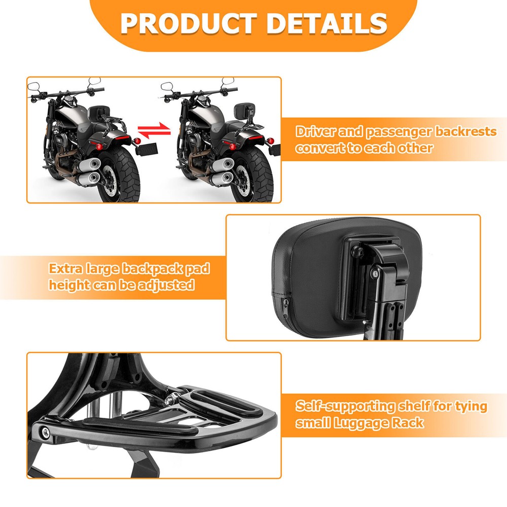Multi-Purpose Backrest Sissy Bar For Harley Softail Fat Bob FXFB FXFBS 2018-2024