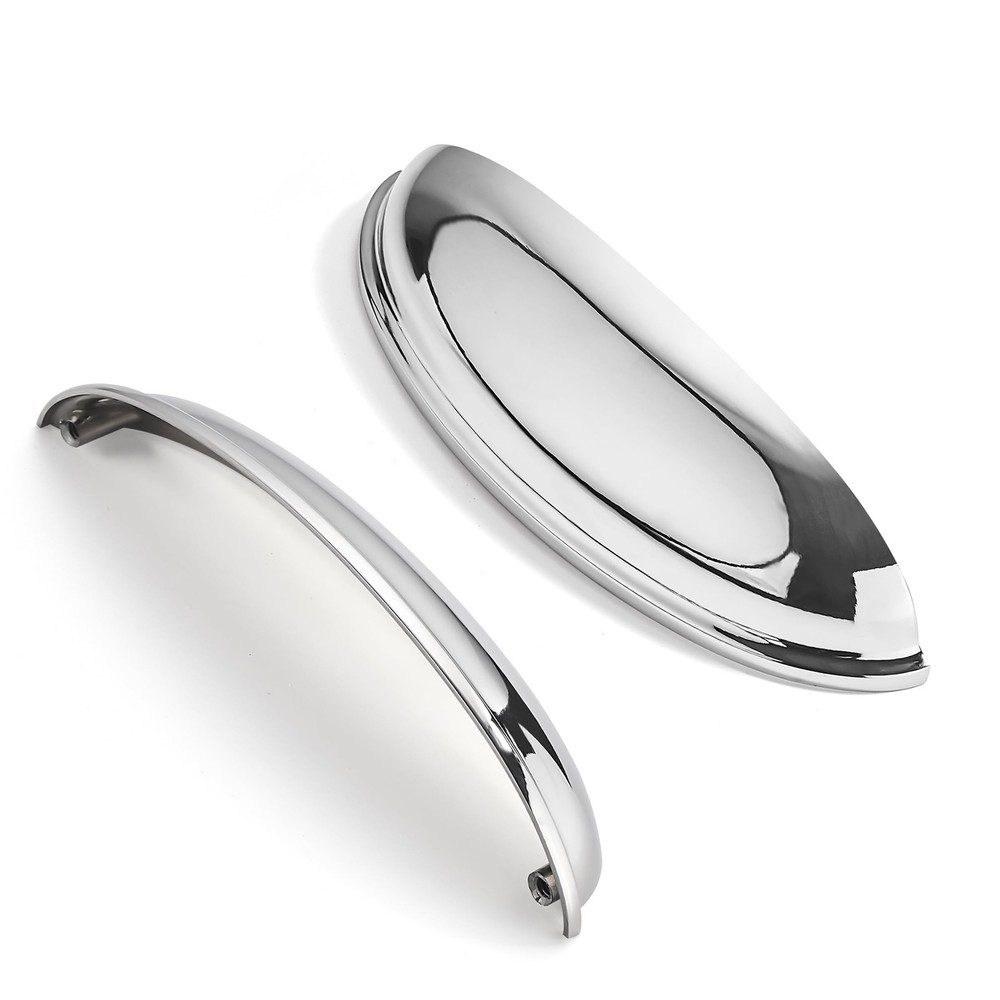 10 Pack 5" Drawer Pulls Polished Chrome Cabinet Cup Pulls Kitchen Hardware Ca...