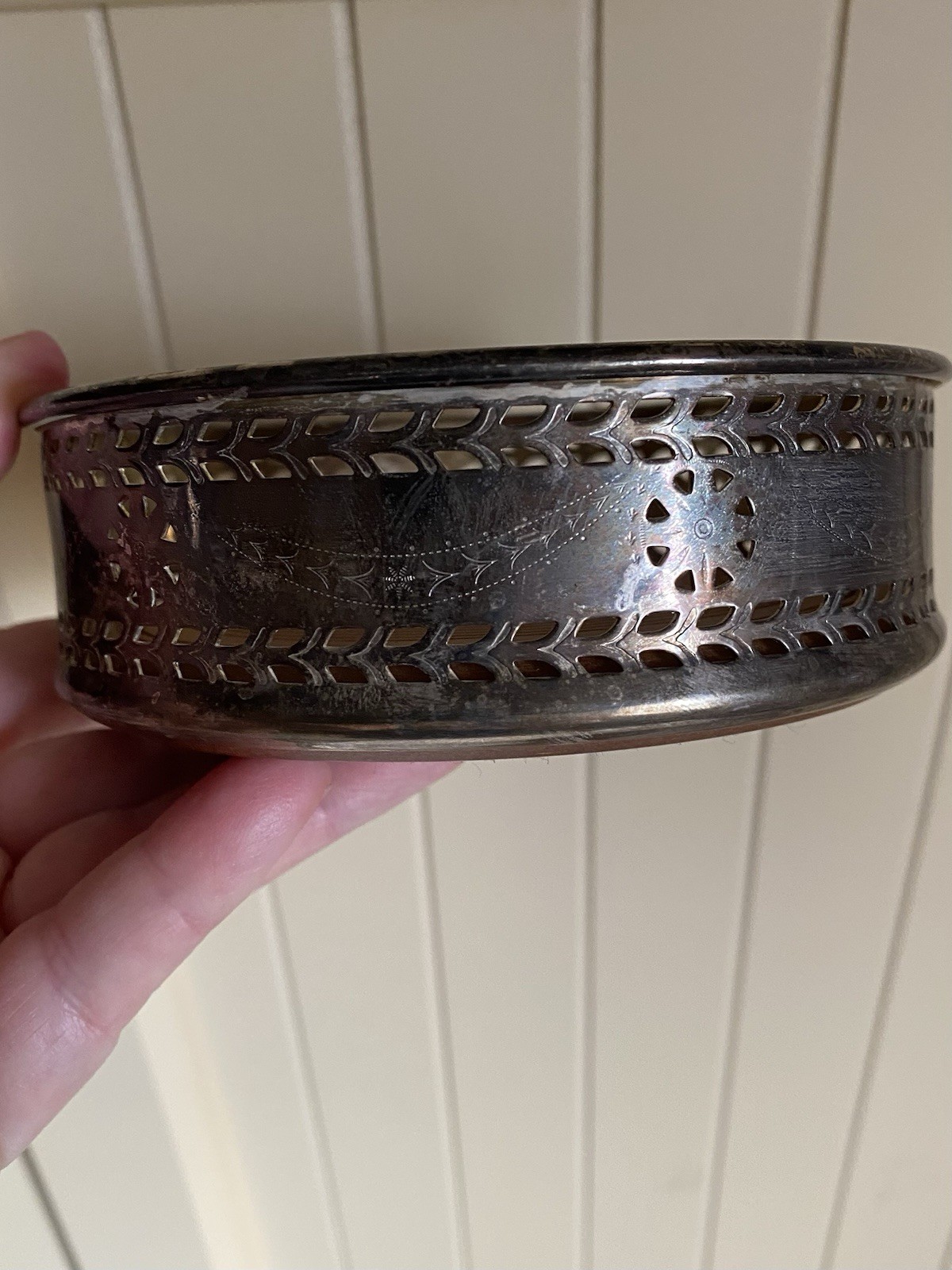 VTG Silverplate LENOX Kirk Stieff Wine Bottle Glass Coaster Set Etched MCM 70s