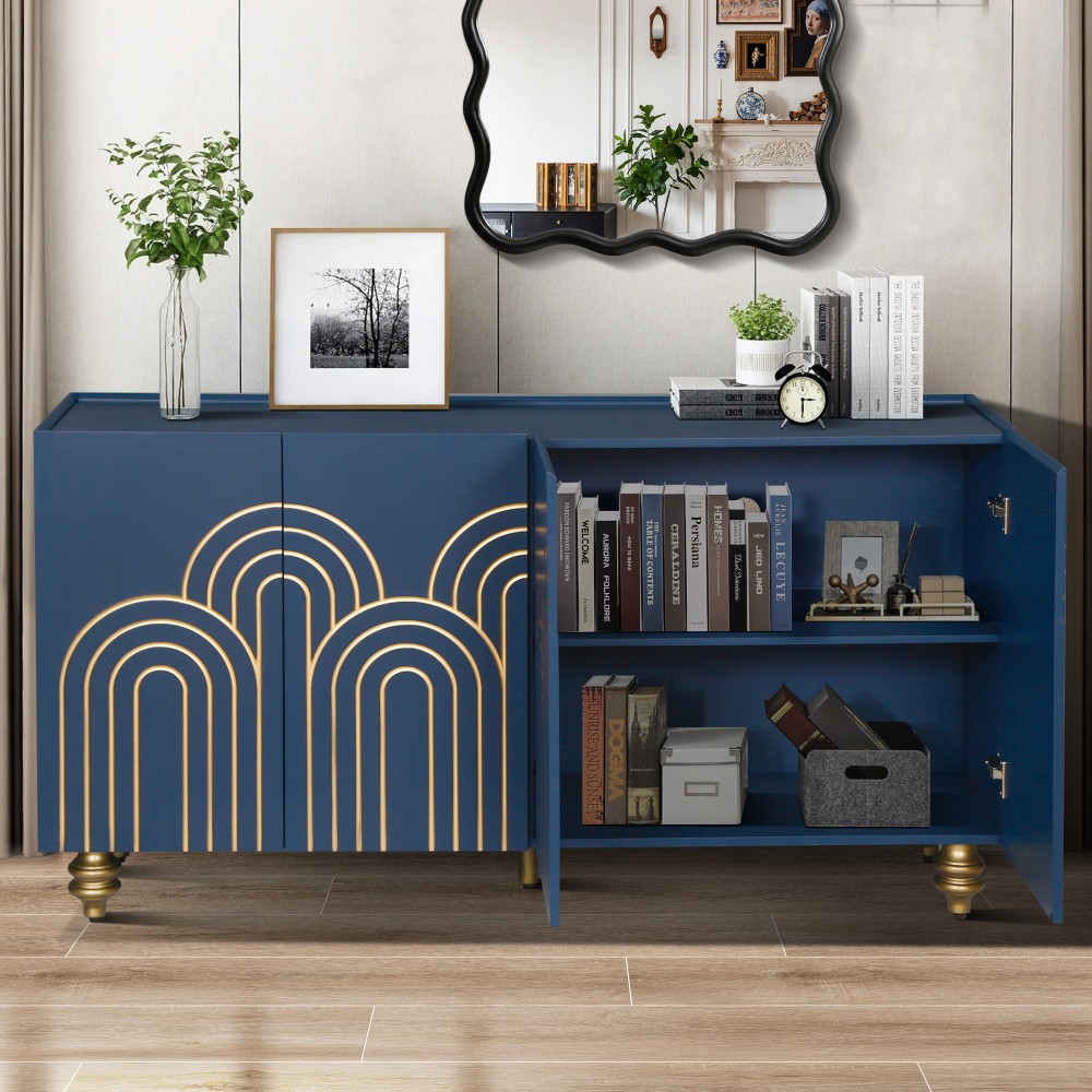 Sideboard with Storage Capacity Features Four Doors Includes Adjustable Shelves