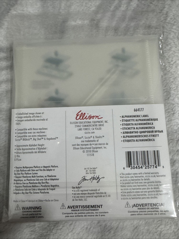 Sizzix Thinlits Dies By Tim Holtz 140/Pkg-Alphanumeric Label 664177 NEW