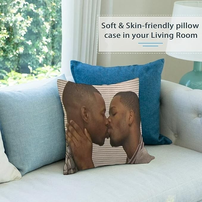 Two Men Kissing Pillowcase (Print Both Sides)