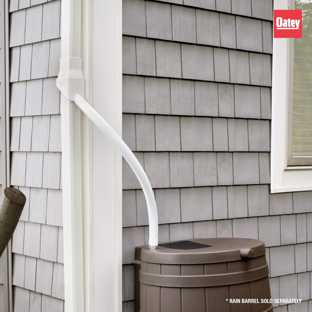 White Rain Water Collection System Plastic Gutter Drain Downspout Diverter Hose