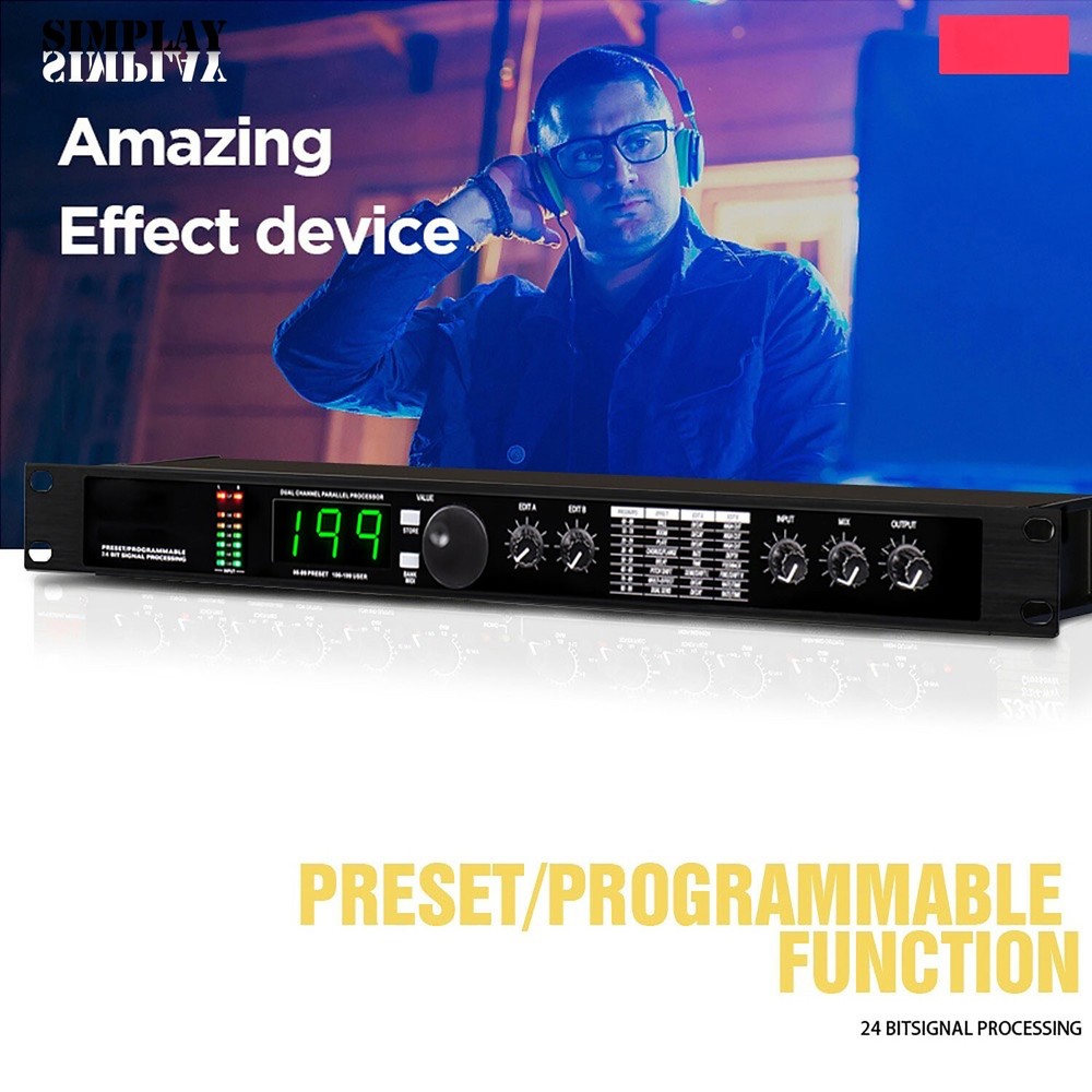 GAX-4II 110-220V 24Bit Reverb DSP Processor Digital Equalizer with 200 Programs