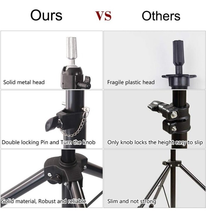 Heavy duty Wig stand Training Head Tripod Salon Model Holder