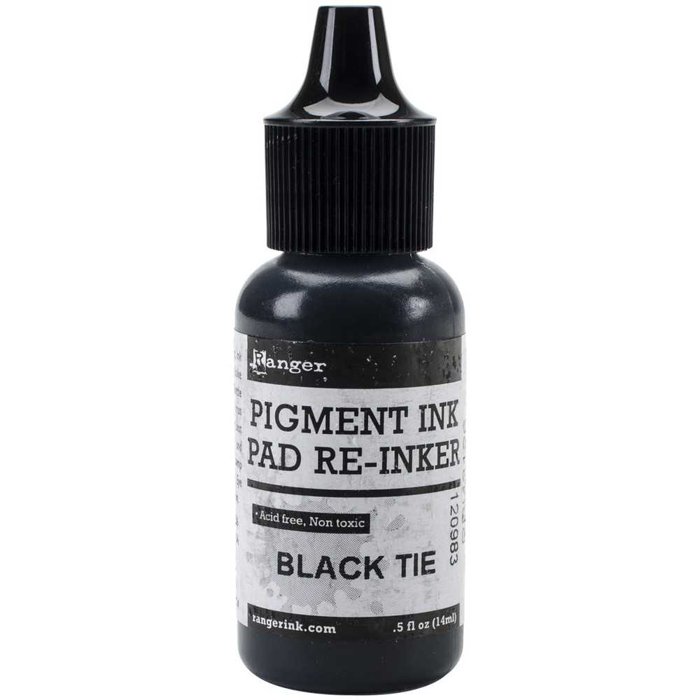 Ranger Pigment Pad Reinker .5oz-Black Tie