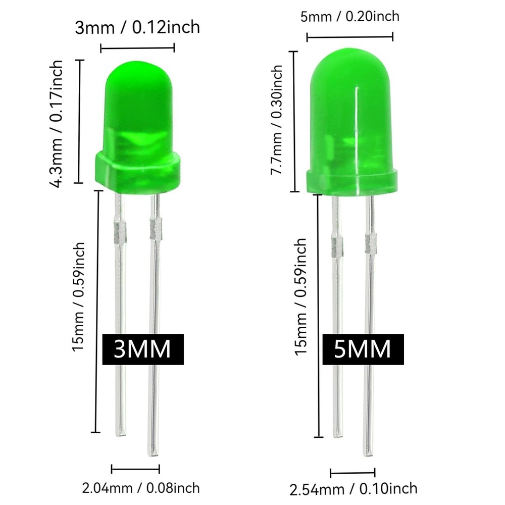 200-Piece 3mm LED Light Assortment - Essentials for Electronics & Crafts