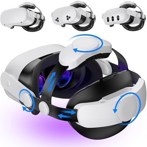 Adjustable VR Head Strap for Meta Quest 3/Quest 2 - Enhanced Support, Pressure R