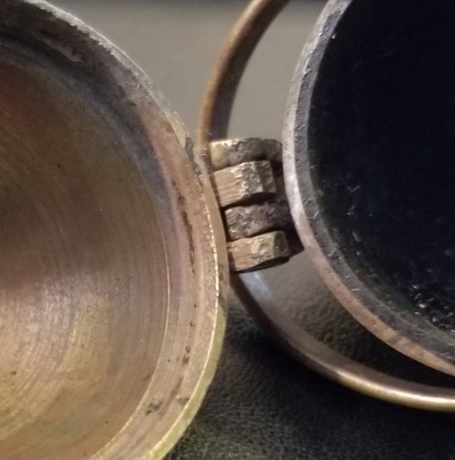 Antique Victorian Brass Egg Chataleine Thimble Needle Thread