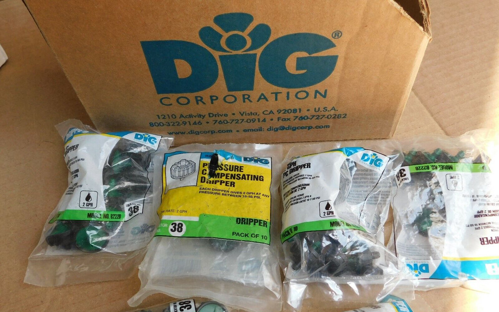 DIG 2 GPH Pressure Compensating Dripper Button Black Green, 20-Pack