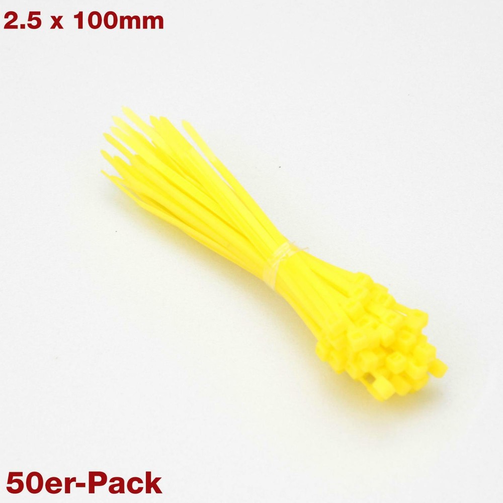 50x Pack Cable Ties Color 100mm 2.5 Cable Organizer Yellow
