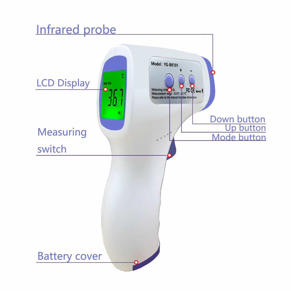 Digital LCD Infrared Thermometer Non-contact Forehead Temperature, 5-pack
