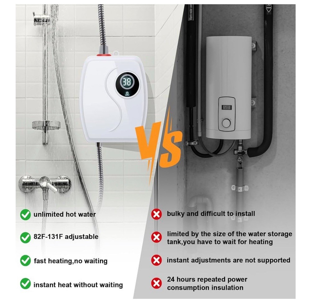 Tankless Water Heater Electric 110V, 3000W Under Sink RV Digital Display NIOB