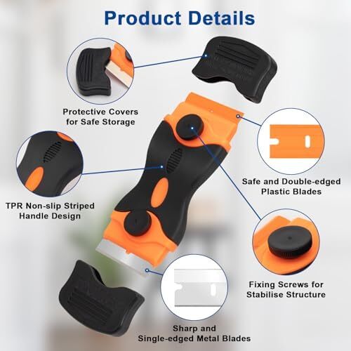 Razor Scraper Tool 2 Pack, Razor Blade Scraper Tool with 20pcs Plastic Blades an