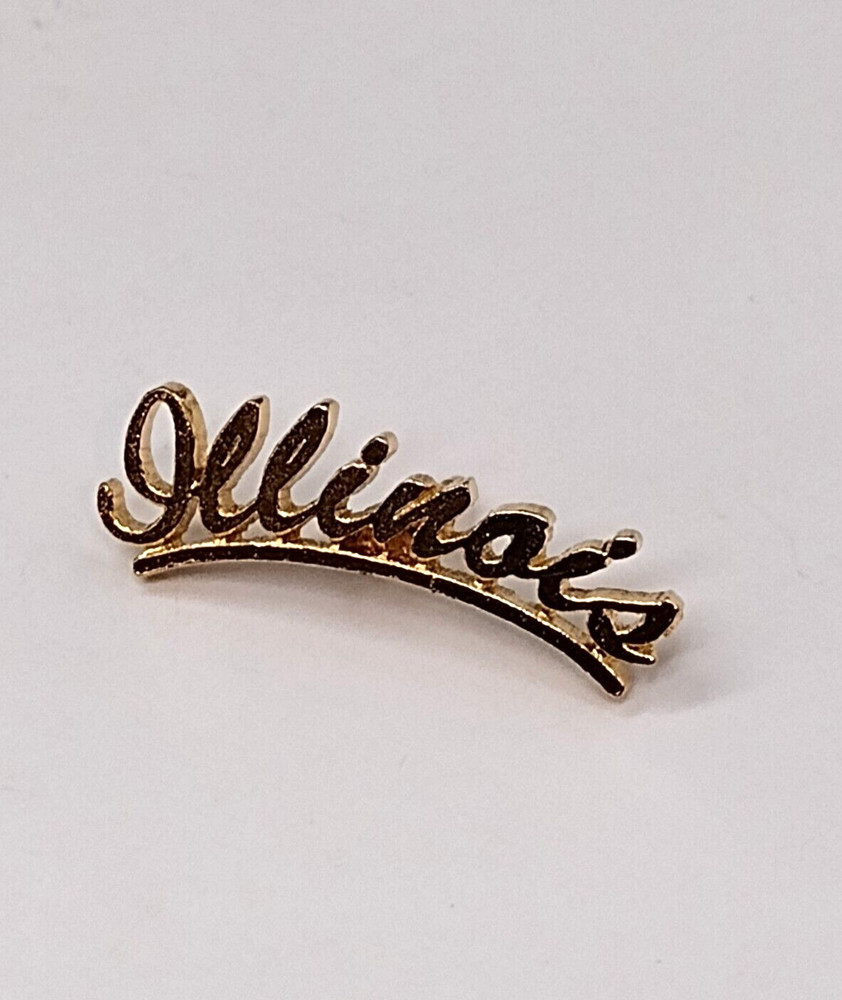 ILLINOIS Cursive Gold Tone Letters Lapel Pin