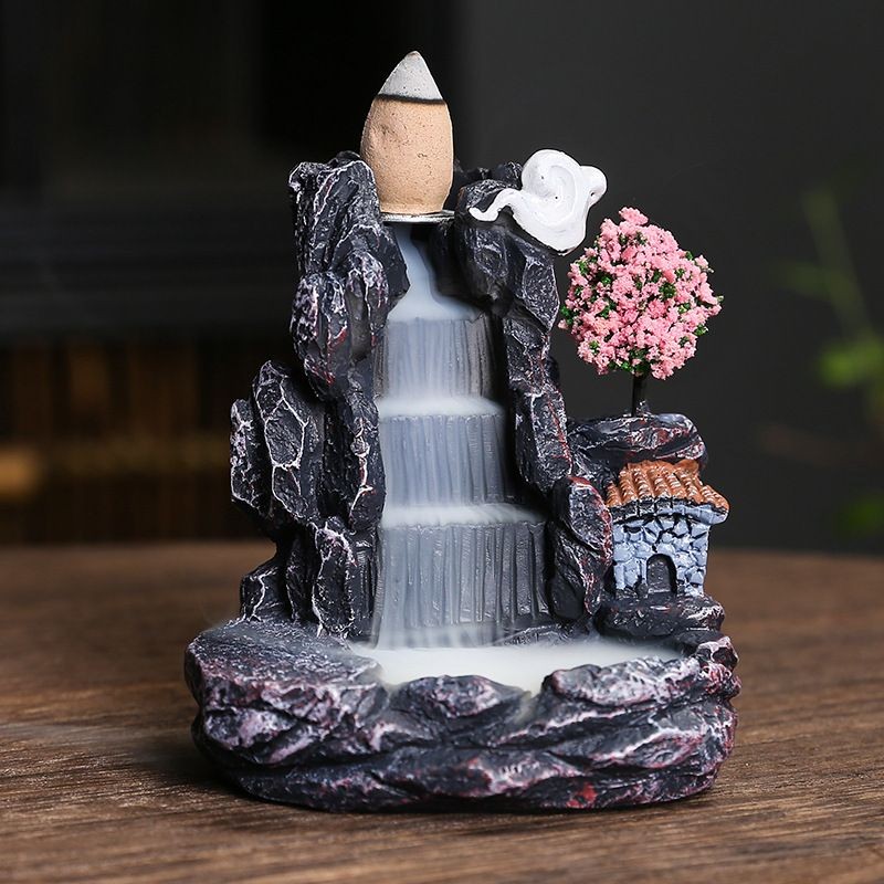Creative Mountain Stream Resin Backflow Incense Burner Aromatherapy Decor