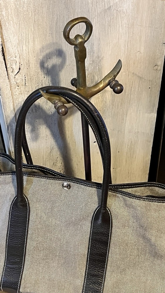 Vintage Brass And Iron Anchor Fireplace Tool Stand