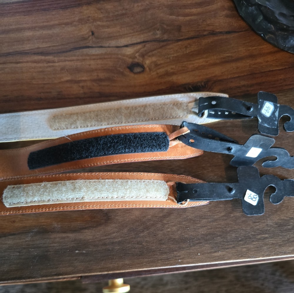 All 3 Terry Stack Belts Snake Skin Pattern Italian Leather Hook Loop Closure.