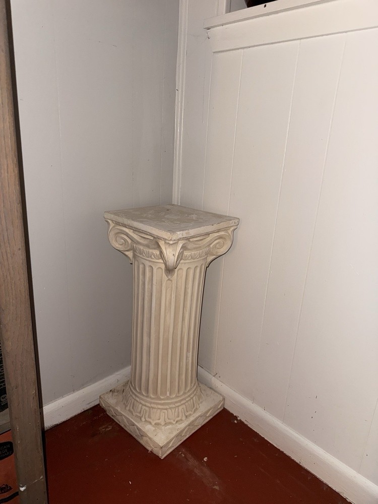 NeoClassical Decorative Architectural Fluted White Plaster Pedestal Column