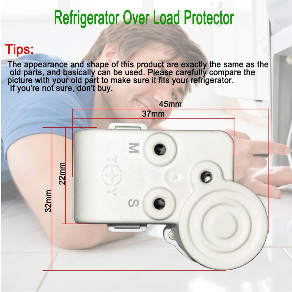 Refrigerator Freezer Compressor PTC Starter Relay, 4 Pins Over Load...