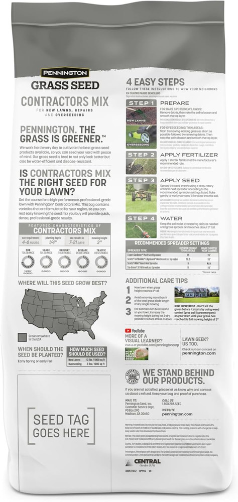 Contractors Grass Seed Mix Central 7 Lb