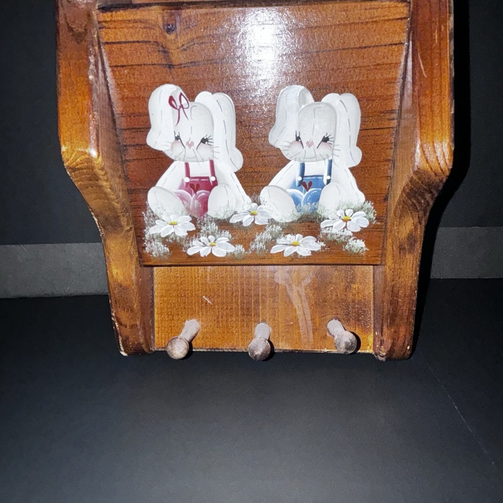 Rustic Wood Mail Organizer With Key Pegs