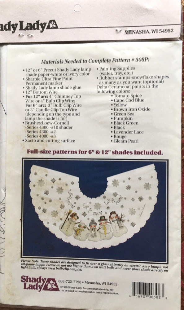 Shady Lady Instructions and Patterns LET IT SNOW Pattern 308P