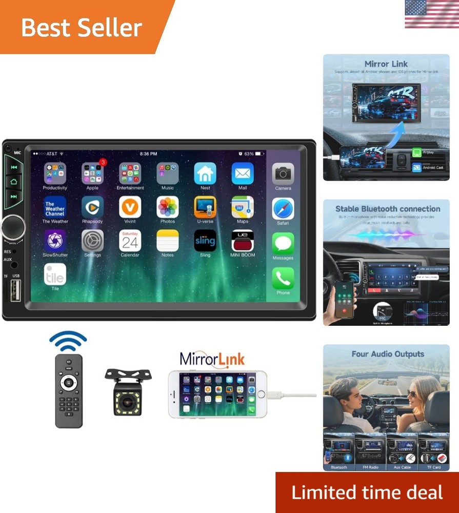 Advanced 7-Inch Touchscreen Car Stereo with AUX Input & Remote Control Features