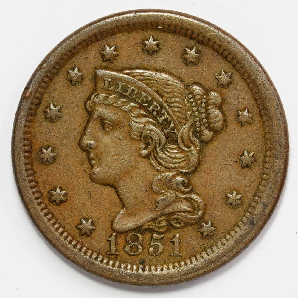 1851 Braided Hair Large Cent