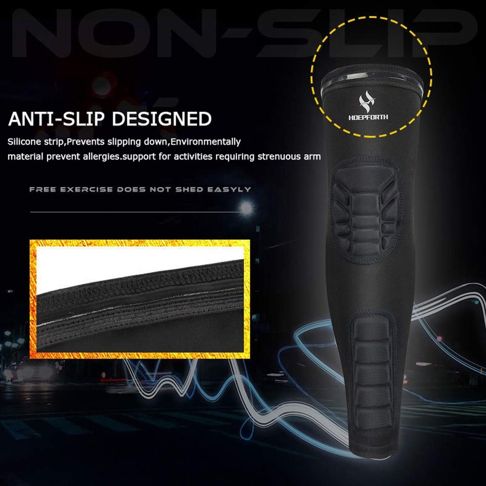 2PCS Padded Elbow Forearm Sleeves Compression Arm Protective Support Medium