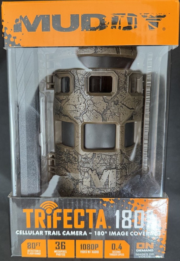 Muddy Trifecta 180 Cell Camera Package with Mounting Pole and Solar Panel New