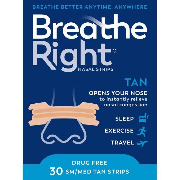 BREATHE RIGHT NASAL STRIPS TAN SMALL/MEDIUM STRIP 30CT