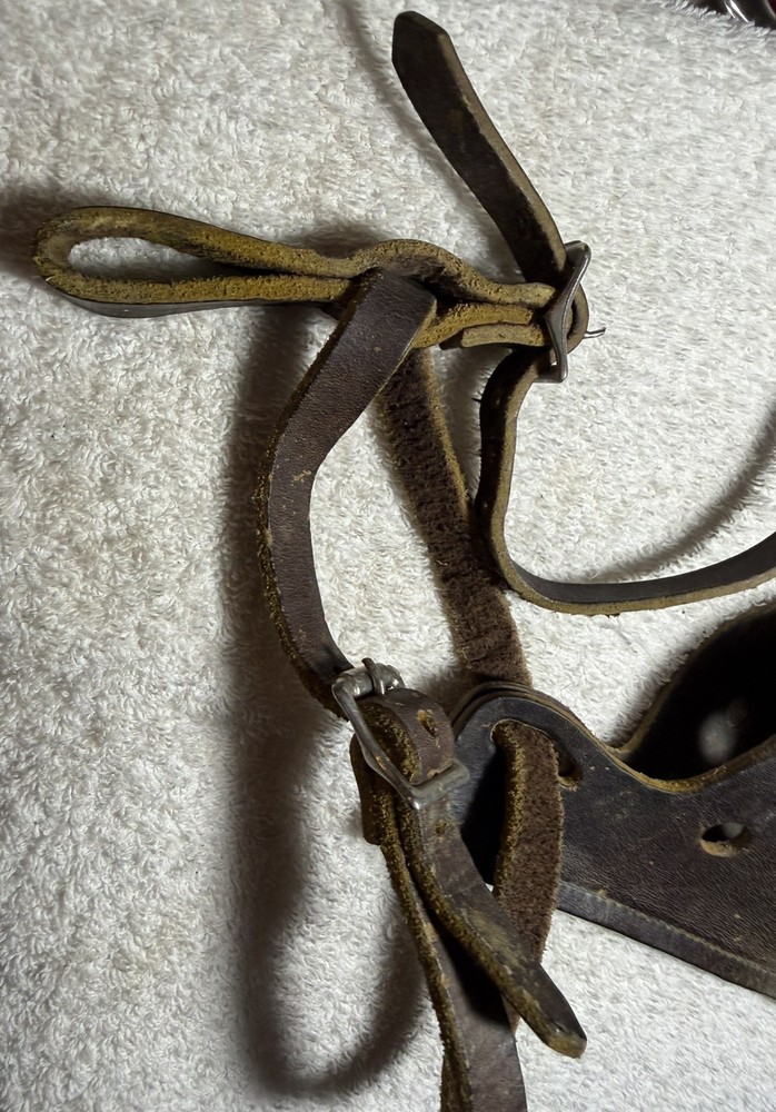 Vintage Thick Leather Dog Muzzle Large - XLarge adjustable strap