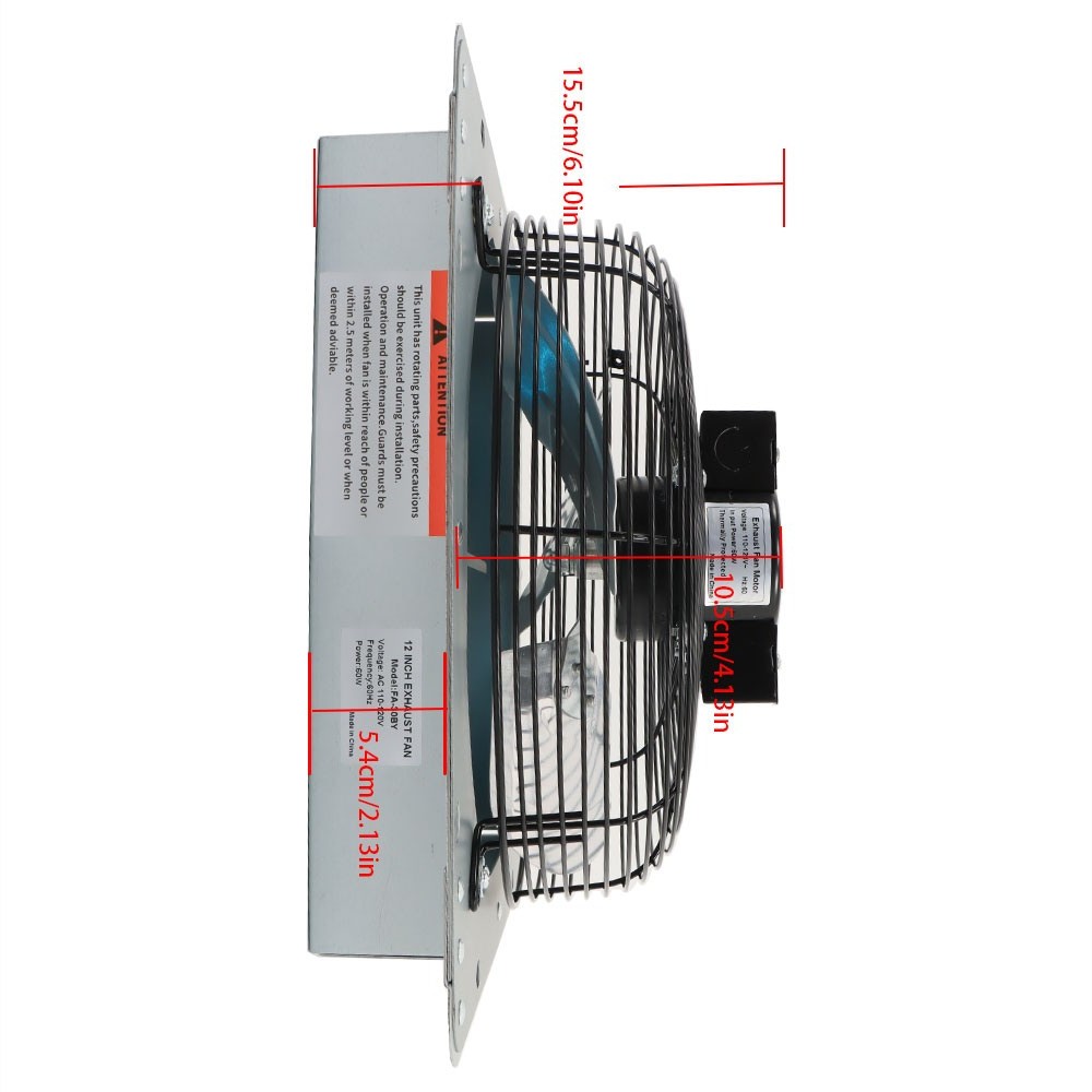 940CFM 12" Wall Mounted Shutter Exhaust Fan Aluminum High Speed With Controller