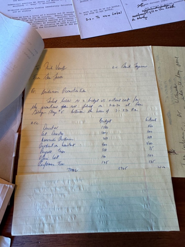 RARE BUDWEISER COMMERCIAL JOHN WAYNE MAKING OF VARIOUS PAPERWORK FOR SCRIPT