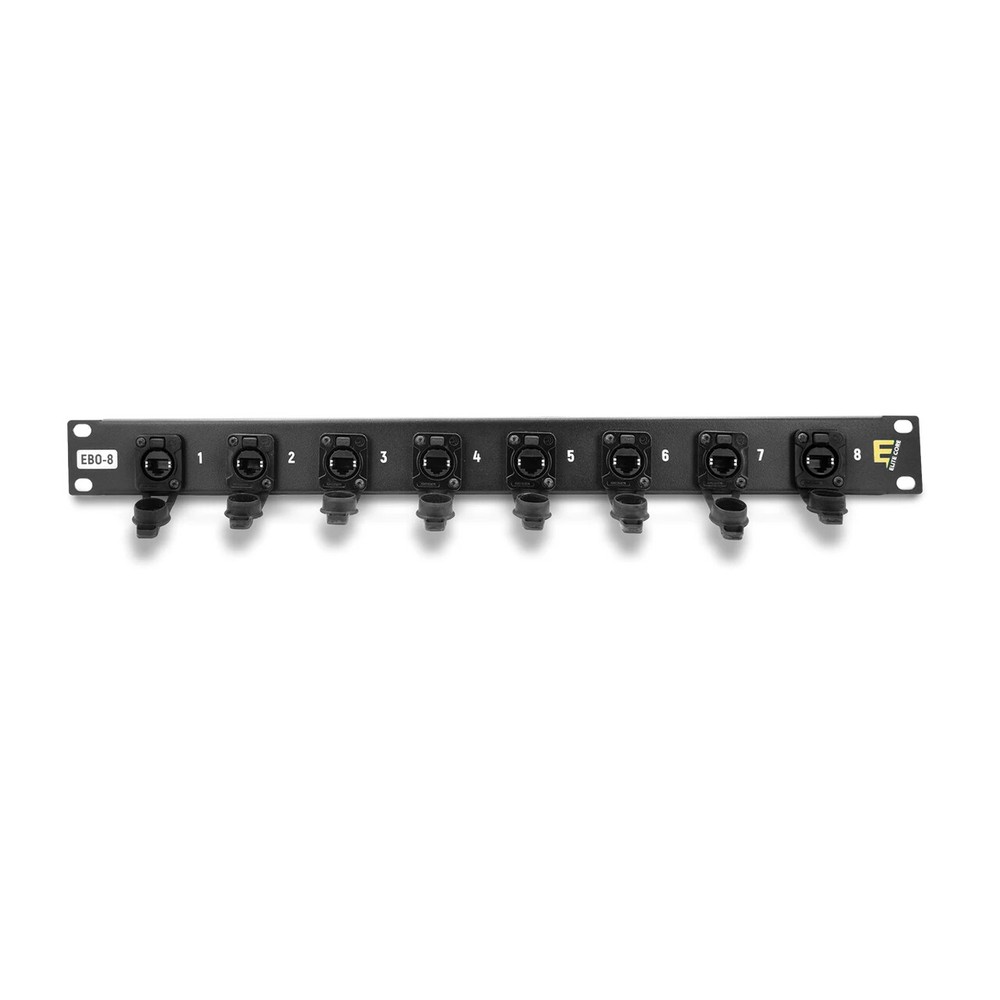 Elite Core 8 Channel EtherCon Rean RJ45 Feedthrough 1U Rack Panel with Cables