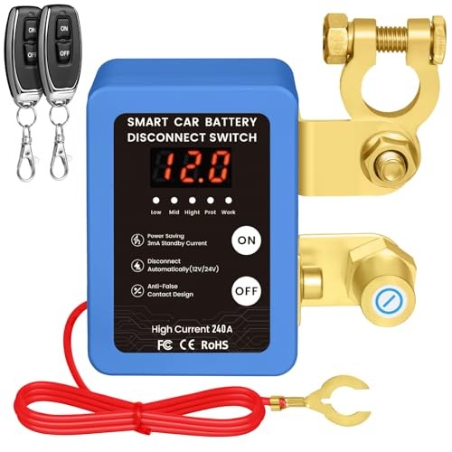 Kill Switch for Car - 12V Remote Battery Disconnect Switch Smart Blue LED