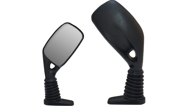 Parts Unlimited Rectangular Snowmobile Side View Mirror Black