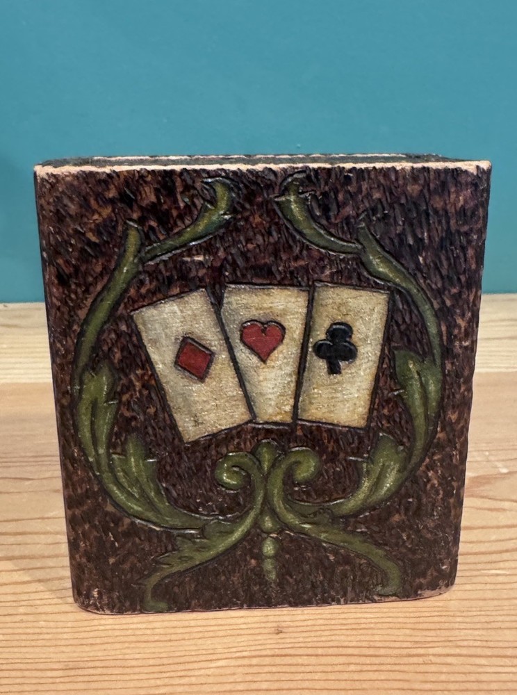 Vintage Single Deck Playing Card Box Handmade Wood