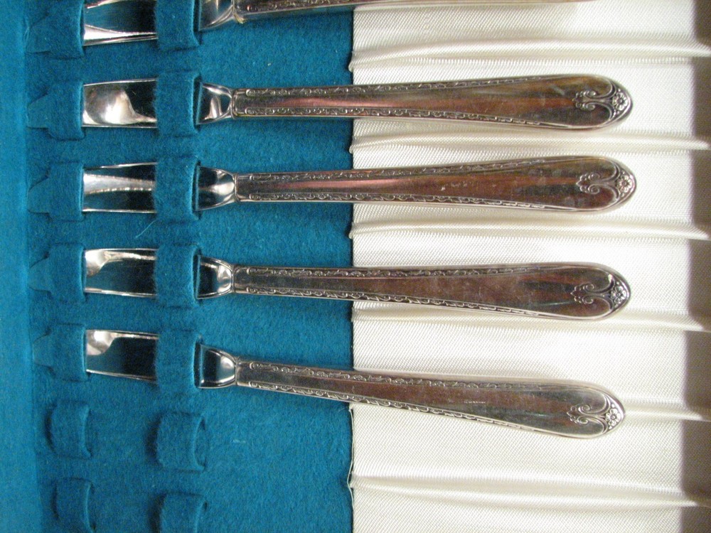 50 pc Set Wm Rogers Silver Plate Flatware Exquisite Pattern Silverplate w/Box C