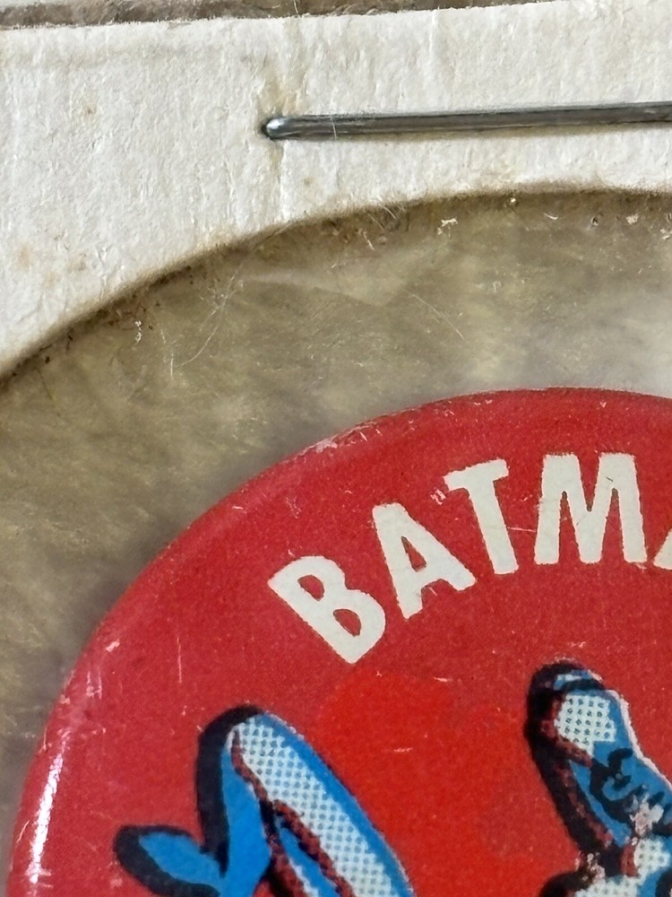 1966 Vtg N.P.P Batman Bruce Wayne Red Blue DC Comic Pinback Button Pin