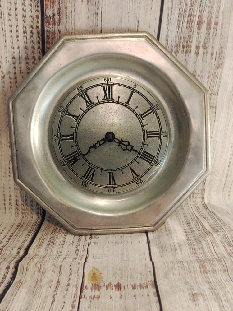 Vintage 10-in Heavy Pewter Clock