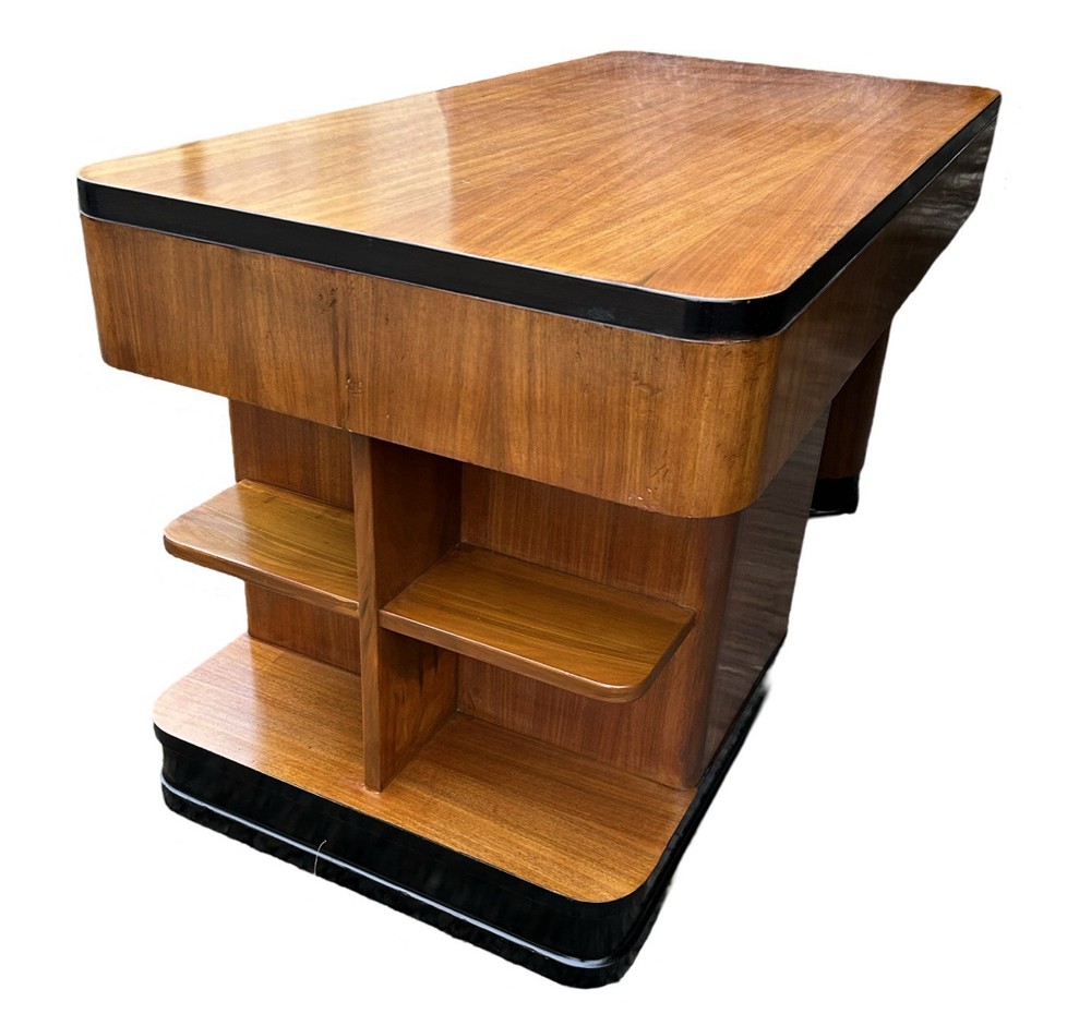 Art Deco blonde Walnut Desk