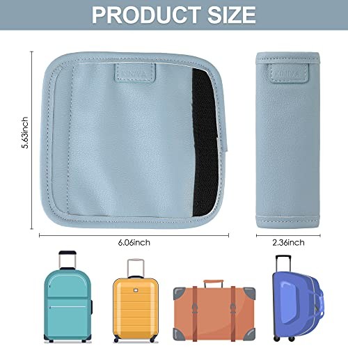 Leather Luggage Handle Wrap 2 Pack Set,Luggage Identifiers Tags Blue-2pcs