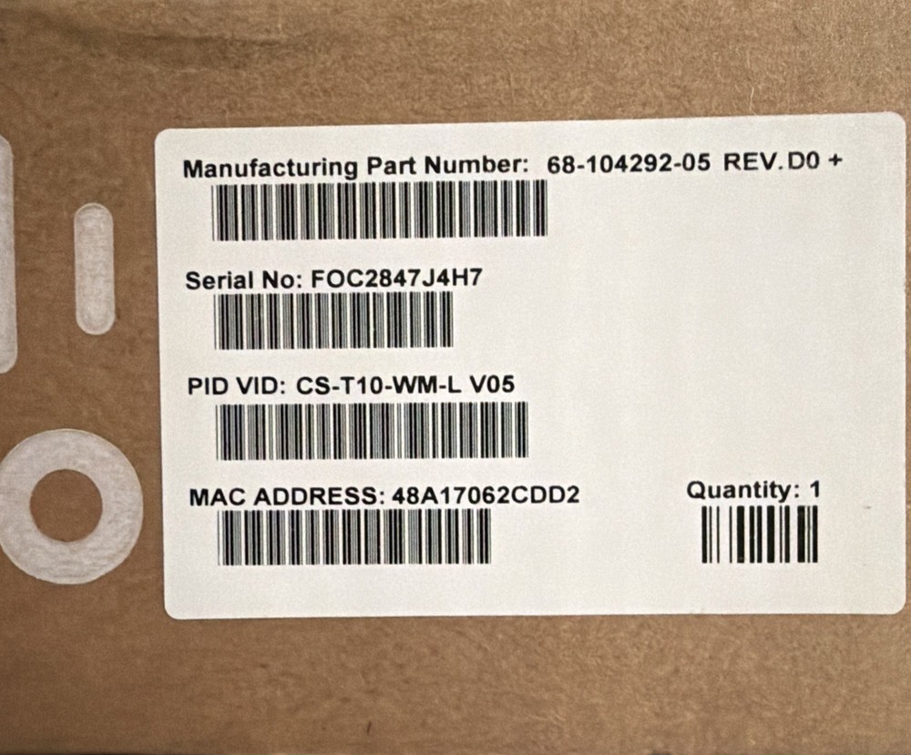 CISCO WEBEX ROOM NAVIGATOR CS-T10-WM-L-K9