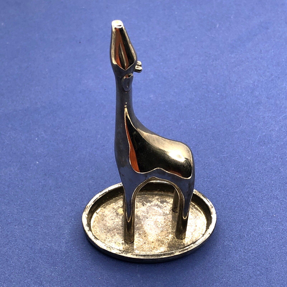 Giraffe Ring Holder Red Envelope Metal Silver Plated Trinket Dish