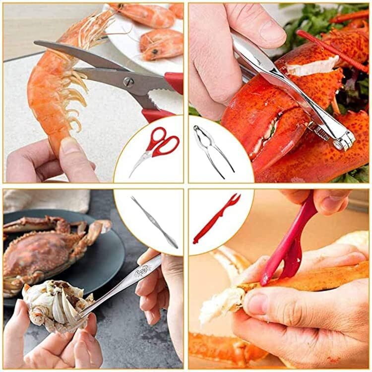 19PCs Seafood Tools Set Nut Cracker Set includes 4 Crab Crackers 4 Forks