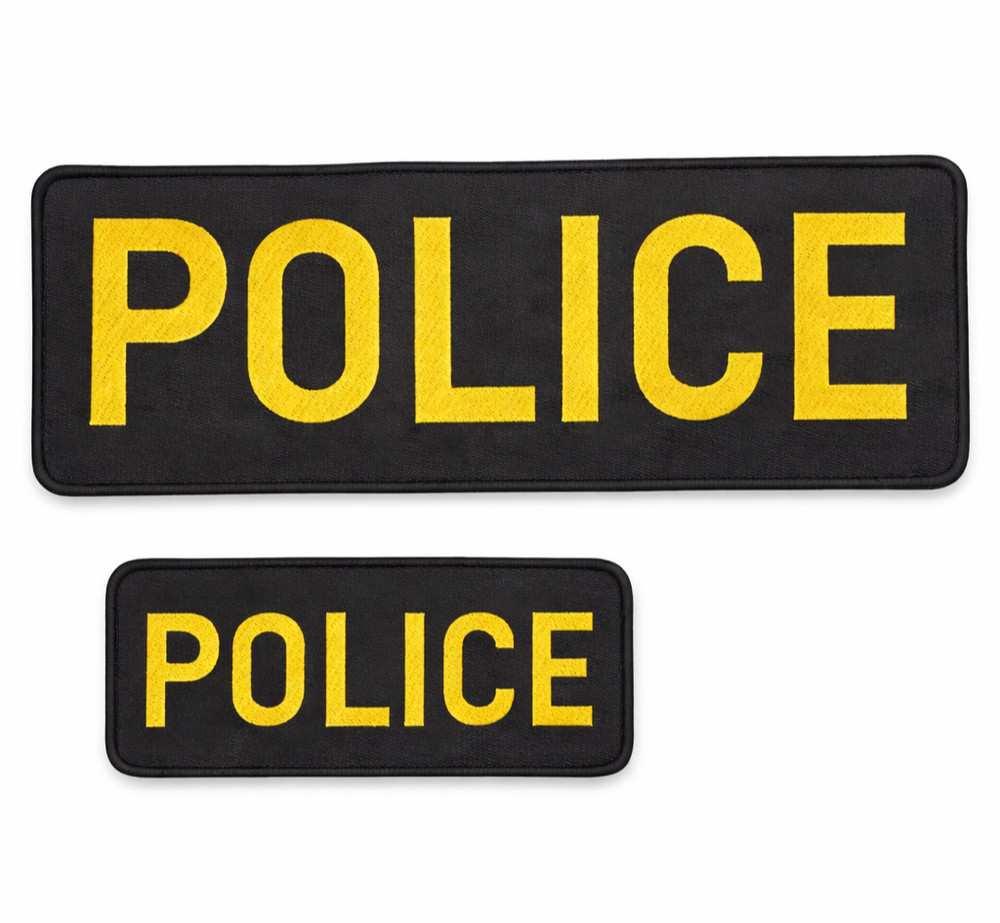 Police Patch 2 Pack Hook Loop Tactical Vest Jacket Badge Large Small Set