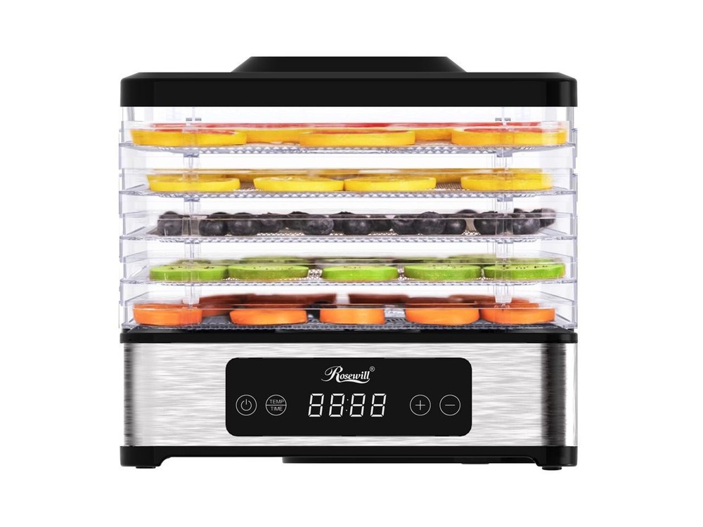 Rosewill Compact Food Dehydrator, 5 Stackable Trays with Adjustable 48H Timer an
